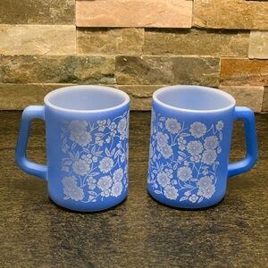 FEDERAL GLASS | Set if 2 | Calico Flower Mugs